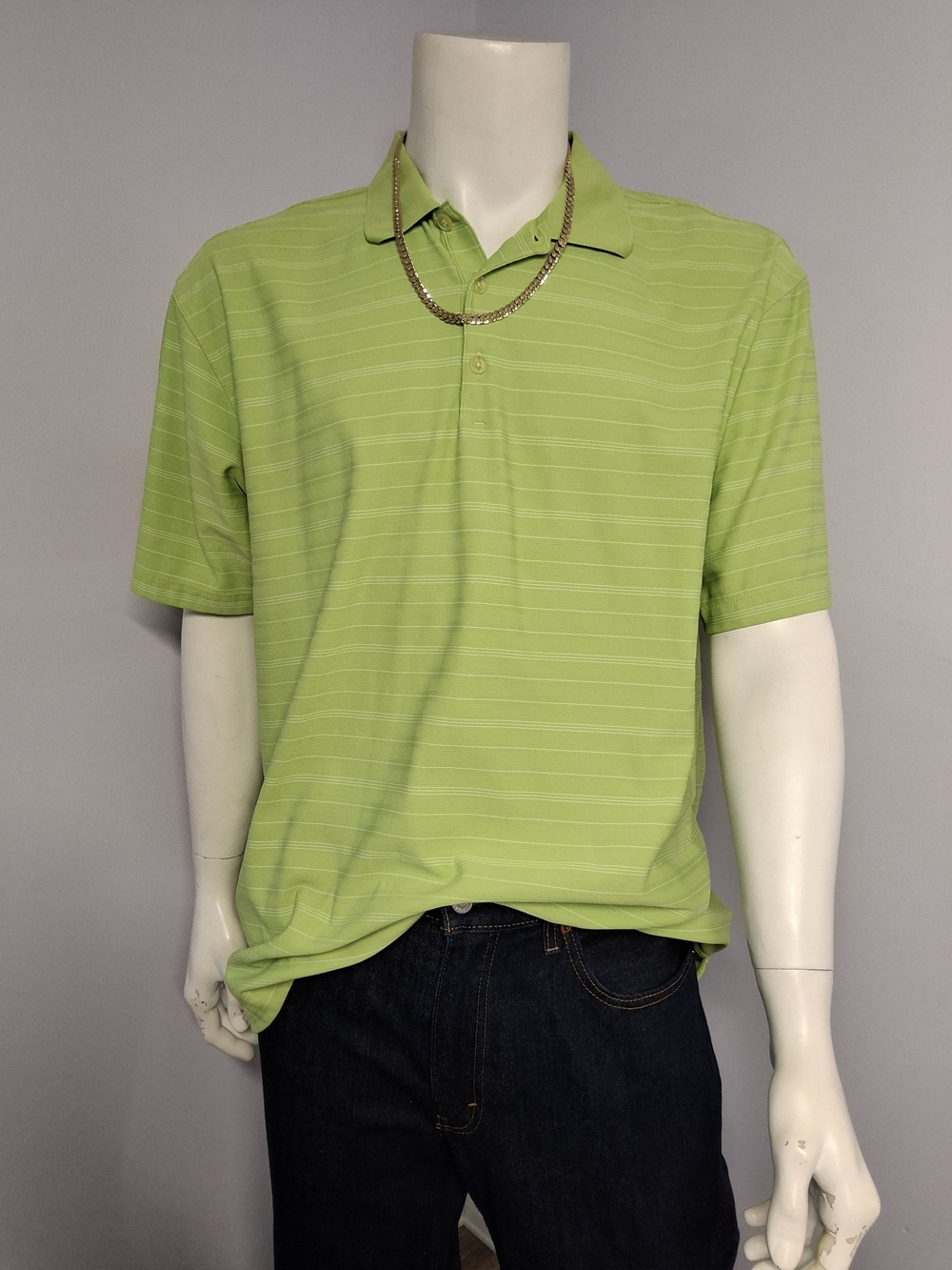 Nike Golf FIT DRY Men's Green Striped Short Sleeve Light Green Polo Shirt XL